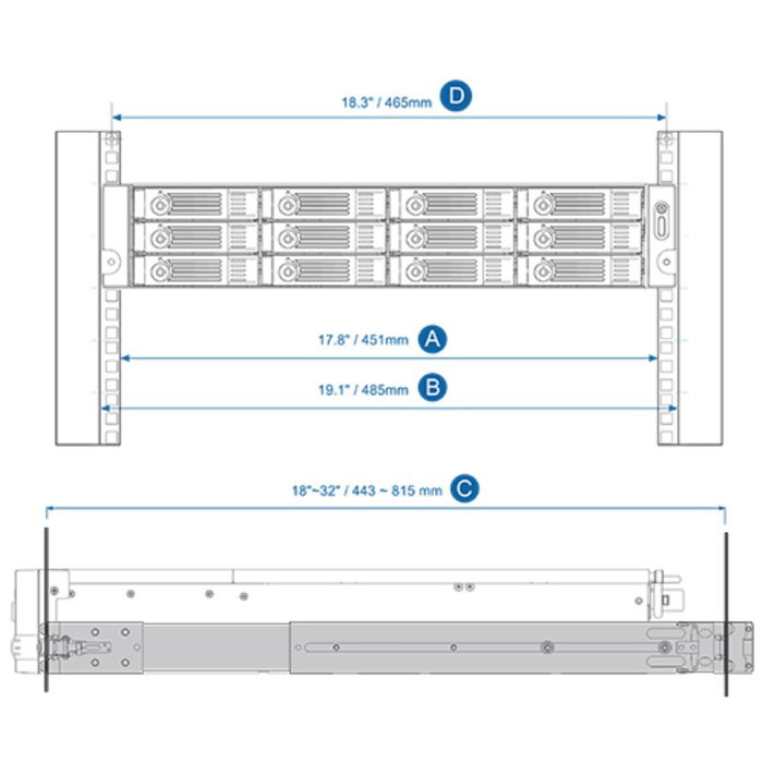 QNAP RAIL-B02 Kit de Rieles Deslizantes para NAS Serie 2U QNAP RAIL-B02 Kit de Rieles Deslizantes para NAS Serie 2U